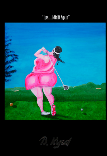 Bjarne Kyed, golf, female golf player, golfball, pink dress,